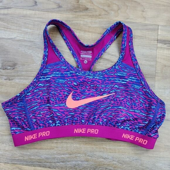 🔹️Nike Fuchsia Animal Print Racerback Sports Bra Youth XLarge - Picture 1 of 12